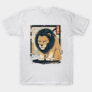 Downcast Lion Japanese Art Print T-Shirt